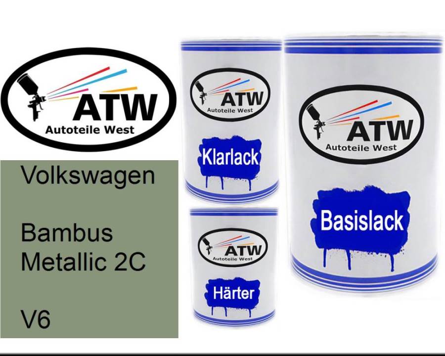 Volkswagen, Bambus Metallic 2C, V6: 500ml Lackdose + 500ml Klarlack + 250ml Härter - Set, von ATW Autoteile West.